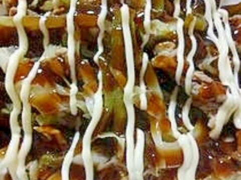 キャベツとピーマンのお好み焼き風